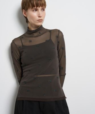 ＜LANVIN en Bleu (Women)＞フラワー刺繍チュールカットソー