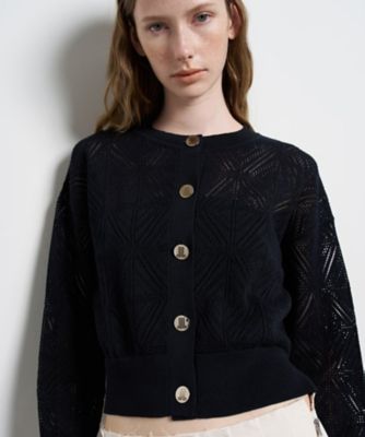 ＜LANVIN en Bleu (Women)＞ＪＬメタルボタンレースニットカーディガン
