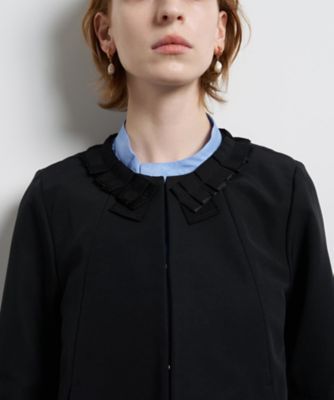 えむあんどえむず様 LANVIN en Bleu ブラックノーカラージャケット グログランノーカラージャケット | LANVIN en Bleu (Women)/ランバン