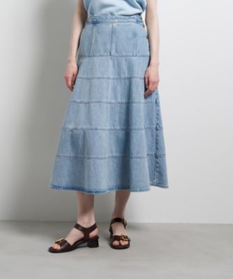 ＜LANVIN en Bleu (Women)＞Ｌｅｅ×ＬＡＮＶＩＮ　ｅｎ　Ｂｌｅｕデニムフレアスカート