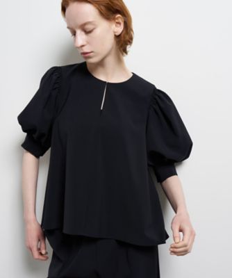 ポリエステルツイルギャザースリーブブラウス | LANVIN en Bleu (Women