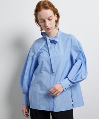 ＜LANVIN en Bleu (Women)＞シルキータイプライターボウタイリボンブラウス