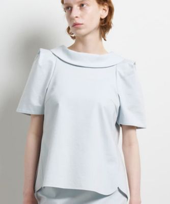 ＜LANVIN en Bleu (Women)＞コットンコンプレッシャーロールカラーブラウス