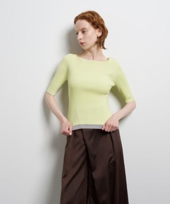 ＜LANVIN en Bleu (Women)＞スクエアネックリブニット