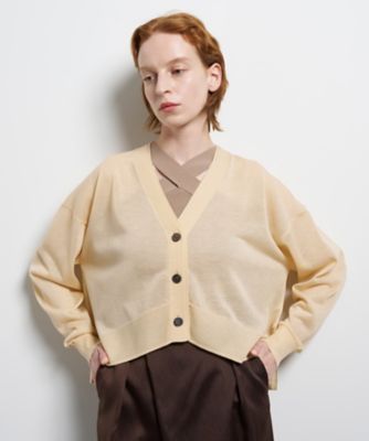 【未使用 】ランバンオンブルー カーディガン 38 アイボリー ショート丈 Vネックショートカーディガン | LANVIN en Bleu (Women)/ランバン