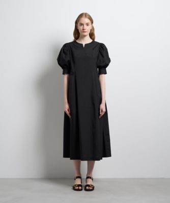 美品 エストネーション シャーリングタイプライターワンピース 黒 パフスリーブ タイプライターパフスリーブワンピース | LANVIN en Bleu (Women