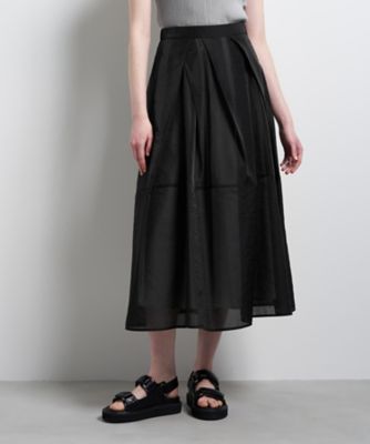 ランバンオンブルー　ブラック　ハードツイルフレアスカート　38サイズ シアータックフレアスカート | LANVIN en Bleu (Women)/ランバン オン