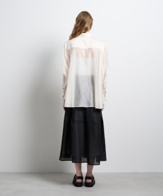 極美品 ランバンオンブルー フレアスリーブブラウス 38 セミシアーフレアシャツ | LANVIN en Bleu (Women)/ランバン オン