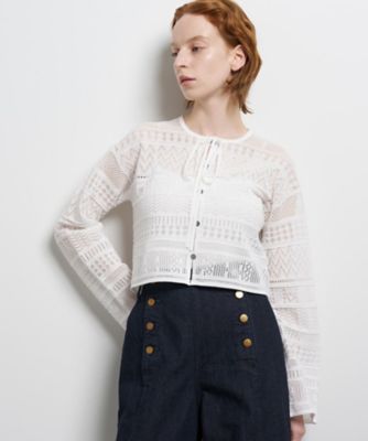 レースニットカーディガン | LANVIN en Bleu (Women)/ランバン オン