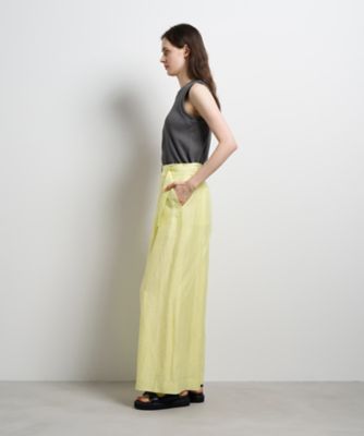ベルト付きリネンワイドタックパンツ | LANVIN en Bleu (Women