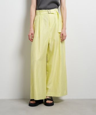 ベルト付きリネンワイドタックパンツ | LANVIN en Bleu (Women