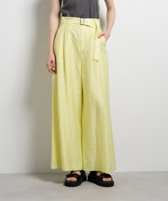 ＜LANVIN en Bleu (Women)＞ベルト付きリネンワイドタックパンツ