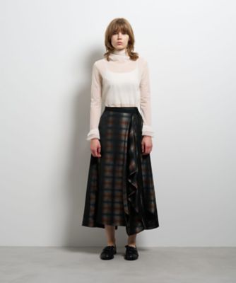 オンブレチェックアシンメトリースカート | LANVIN en Bleu (Women