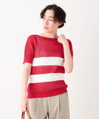 ＜CARA O CRUZ (Women)＞メッシュ編みボーダーニット