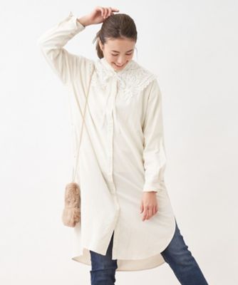 ＜CARA O CRUZ (Women)＞バンドカラーロングシャツ