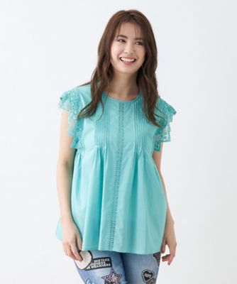 ＜CARA O CRUZ (Women)＞洗える　レースとピンタックのフレンチスリーブブラウス