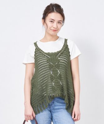 ＜CARA O CRUZ (Women)＞洗える　かぎ針ニットベスト