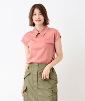 【SALE】CARA O CRUZ (Women)/キャラ・オ・クルス 洗えるレース衿カットソー【CoC by CARA O CRUZ】173ピンク系 トップス【三越伊勢丹/公式】