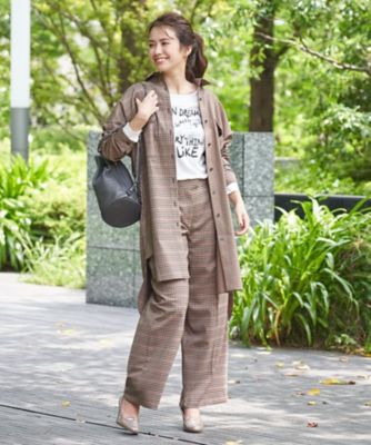 チェックのワイドパンツ【セットアップ対応商品】