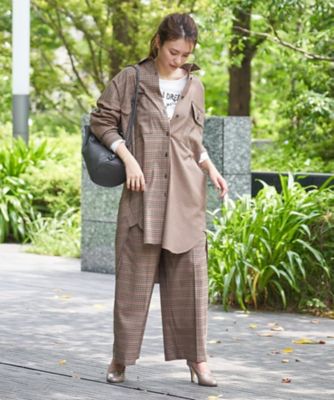 チェックのワイドパンツ【セットアップ対応商品】