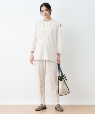 ウエスト伸縮　センタープレスパンツ