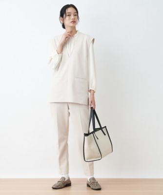 ウエスト伸縮　センタープレスパンツ