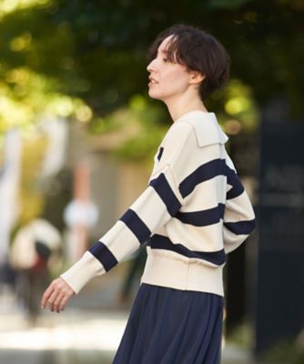 curensology 美品　ボーダーニット 洗える セーラーカラーのボーダーニット | CARA O CRUZ (Women