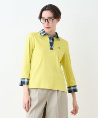 ＜CARA O CRUZ (Women)＞洗える　チェック使いのポロシャツ【ＳＯＭＥＬＯＳ】