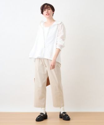 後ろウエストゴム　クロップドパンツ
