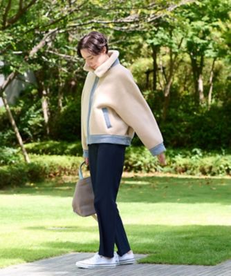 【きれいめ】洗える　ウエスト伸縮のびのびセンタープレスパンツ