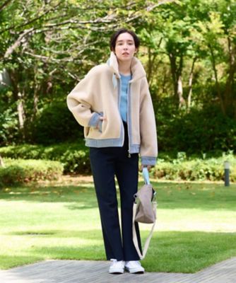 【きれいめ】洗える　ウエスト伸縮のびのびセンタープレスパンツ