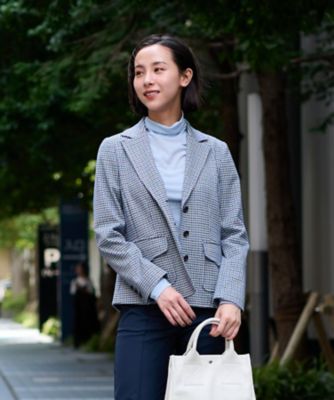 ＜CARA O CRUZ (Women)＞【大人の定番】のびのびジャージのチェックのテーラードジャケット【ＭＡＮＴＥＣＯ】