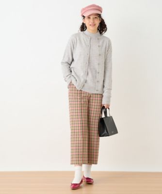【お出かけ服】後ろウエストゴム　のびのびチェックのクロップドパンツ【ＭＩＲＯＧＬＩＯ　ＬＡＮＡ】