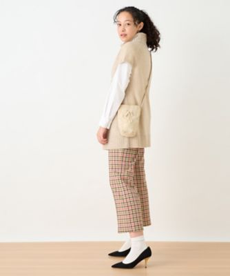 【お出かけ服】後ろウエストゴム　のびのびチェックのクロップドパンツ【ＭＩＲＯＧＬＩＯ　ＬＡＮＡ】