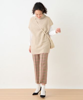 【お出かけ服】後ろウエストゴム　のびのびチェックのクロップドパンツ【ＭＩＲＯＧＬＩＯ　ＬＡＮＡ】