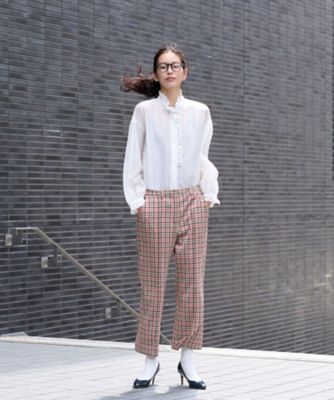 【お出かけ服】後ろウエストゴム　のびのびチェックのクロップドパンツ【ＭＩＲＯＧＬＩＯ　ＬＡＮＡ】