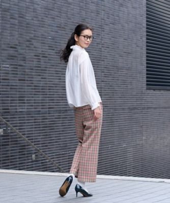 【お出かけ服】後ろウエストゴム　のびのびチェックのクロップドパンツ【ＭＩＲＯＧＬＩＯ　ＬＡＮＡ】