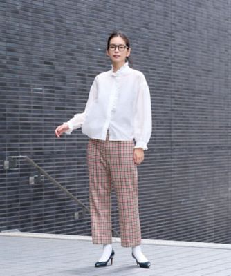 【お出かけ服】後ろウエストゴム　のびのびチェックのクロップドパンツ【ＭＩＲＯＧＬＩＯ　ＬＡＮＡ】