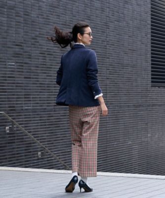 【お出かけ服】後ろウエストゴム　のびのびチェックのクロップドパンツ【ＭＩＲＯＧＬＩＯ　ＬＡＮＡ】