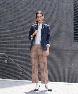 【お出かけ服】後ろウエストゴム　のびのびチェックのクロップドパンツ【ＭＩＲＯＧＬＩＯ　ＬＡＮＡ】