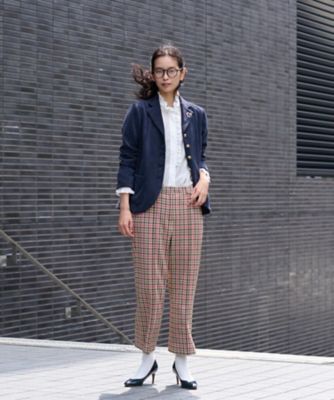 【お出かけ服】後ろウエストゴム　のびのびチェックのクロップドパンツ【ＭＩＲＯＧＬＩＯ　ＬＡＮＡ】