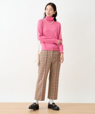 【お出かけ服】後ろウエストゴム　のびのびチェックのクロップドパンツ【ＭＩＲＯＧＬＩＯ　ＬＡＮＡ】