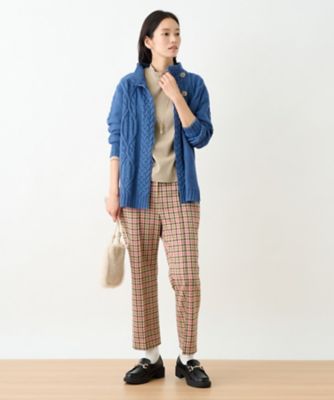 【お出かけ服】後ろウエストゴム　のびのびチェックのクロップドパンツ【ＭＩＲＯＧＬＩＯ　ＬＡＮＡ】