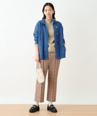 【お出かけ服】後ろウエストゴム　のびのびチェックのクロップドパンツ【ＭＩＲＯＧＬＩＯ　ＬＡＮＡ】