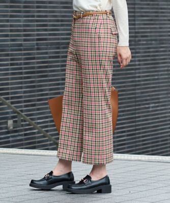 【お出かけ服】後ろウエストゴム　のびのびチェックのクロップドパンツ【ＭＩＲＯＧＬＩＯ　ＬＡＮＡ】