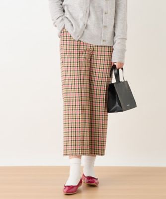 ＜CARA O CRUZ (Women)＞【お出かけ服】後ろウエストゴム　のびのびチェックのクロップドパンツ【ＭＩＲＯＧＬＩＯ　ＬＡＮＡ】