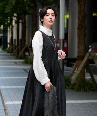【セレモニー】洗える　ハイウエスト切替ワンピース