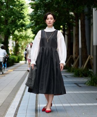 【セレモニー】洗える　ハイウエスト切替ワンピース