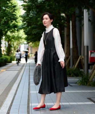 【セレモニー】洗える　ハイウエスト切替ワンピース
