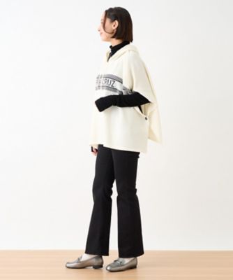値下げ！新品未使用‼︎タグ付き‼︎CARA O CRUZ  ニットポンチョ　グリーン 秋旅】フーデットニットポンチョ | CARA O CRUZ (Women)/キャラ